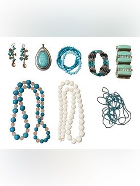 VINTAGE Elegant JEWELRY Aqua Blue, Turquoise, beaded bracelets/necklace LOT